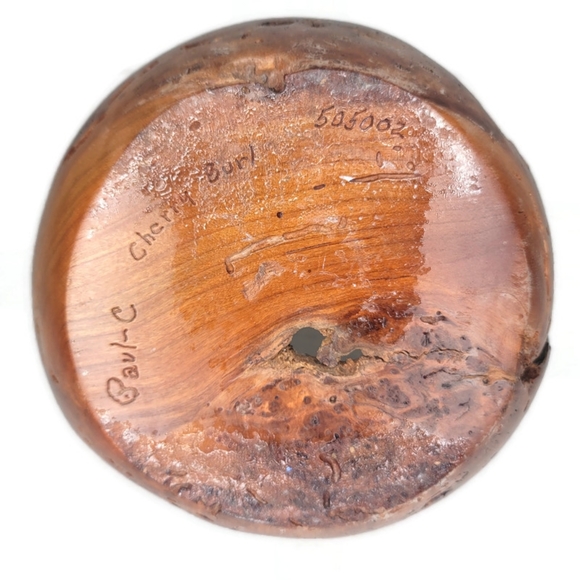Paul C cherry burl bowl raw edge knots beautiful - Picture 8 of 14